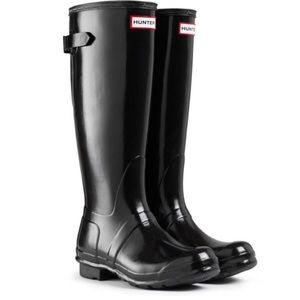 Hunter Tall Black Glossy Rain Boots Size 8 Women’s